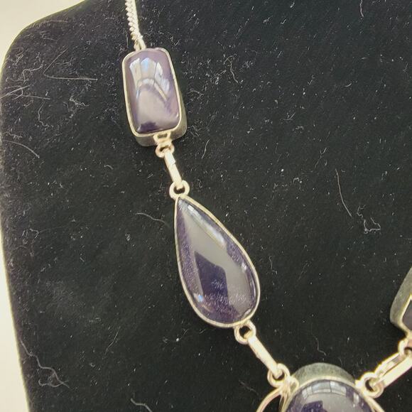 Elegant Silver Pendant Necklace with Purple Stone - 22" Sterling Silver - Picture 6 of 8